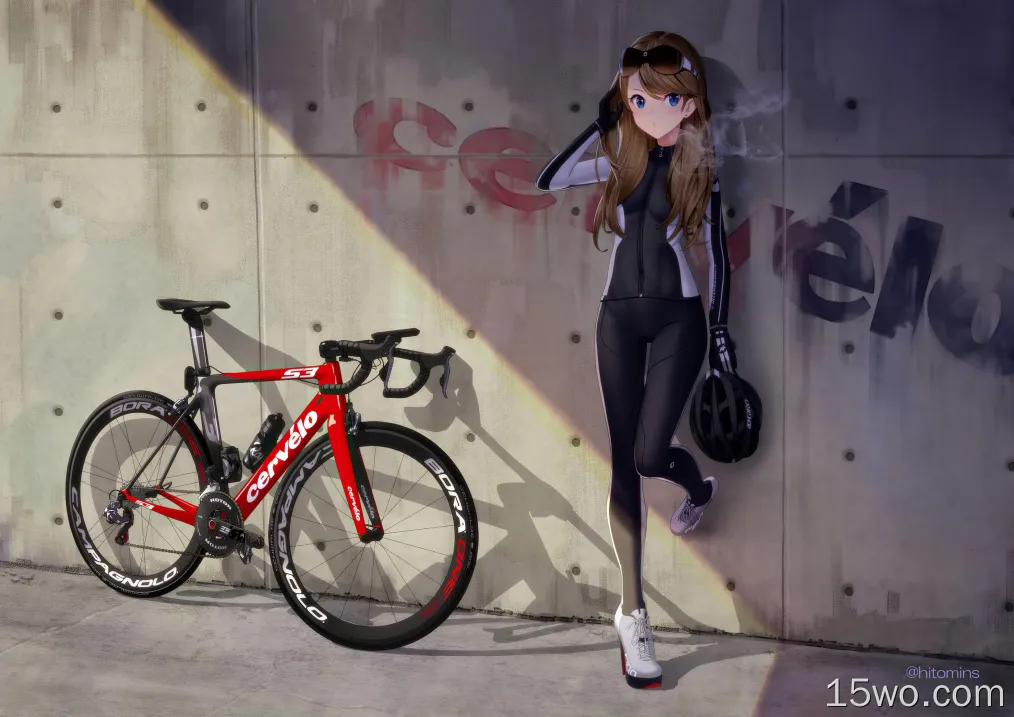 动漫女孩自行车4k壁纸