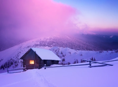 冬季 雪屋 山林 景观 4633x3500