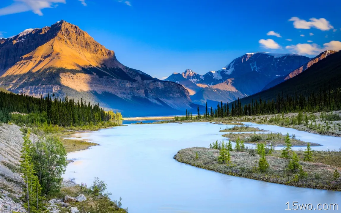自然 河流 大自然 加拿大 山 天空 风景 高清壁纸