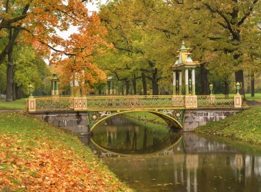 普希金，圣彼得堡，公园，树木，河，桥，秋天 1920x1440