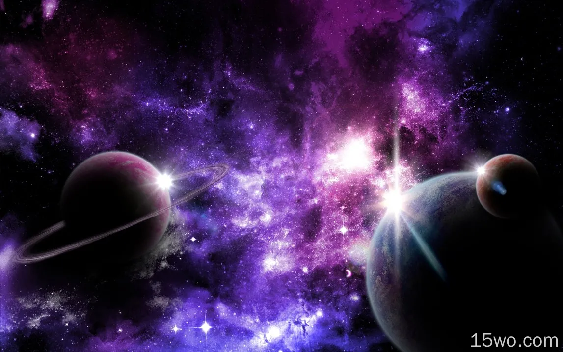 美丽的空间，行星，紫色星光
