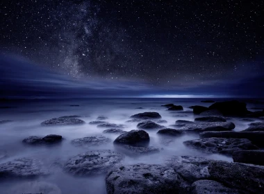 海，石头，星空，夜晚 1920x1200