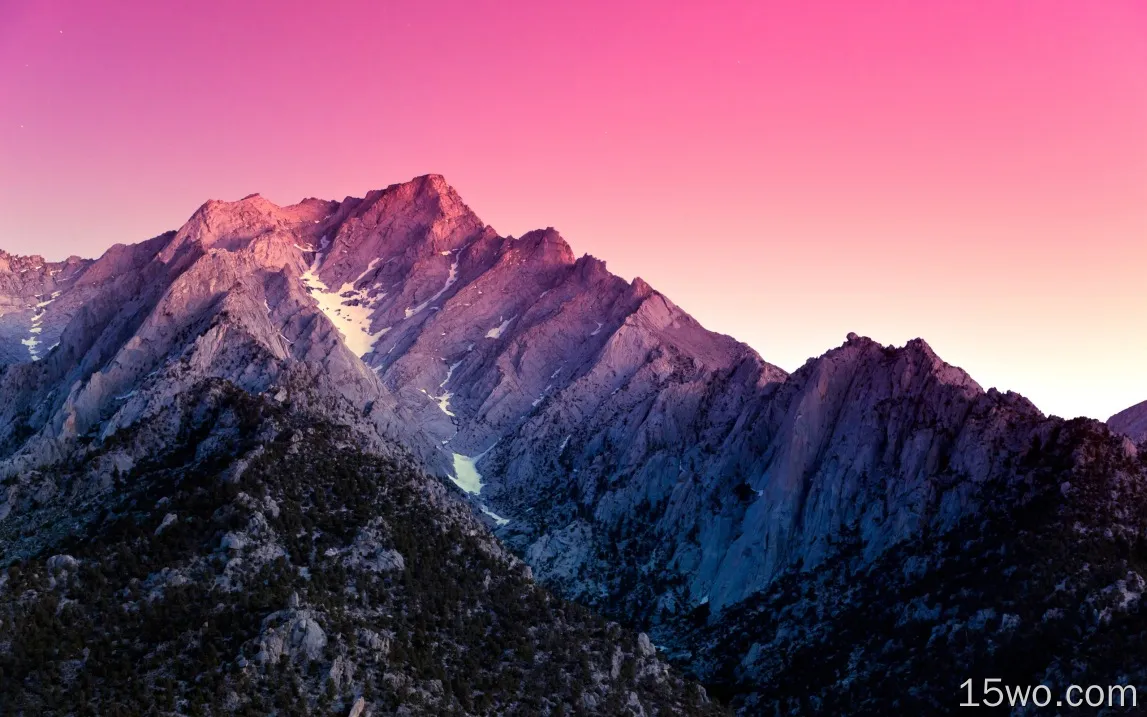 阿拉巴马山，加利福尼亚州，美国，山，雪，日落，紫色