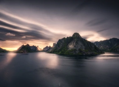 挪威，峡湾，山，海，云，日落 1920x1200