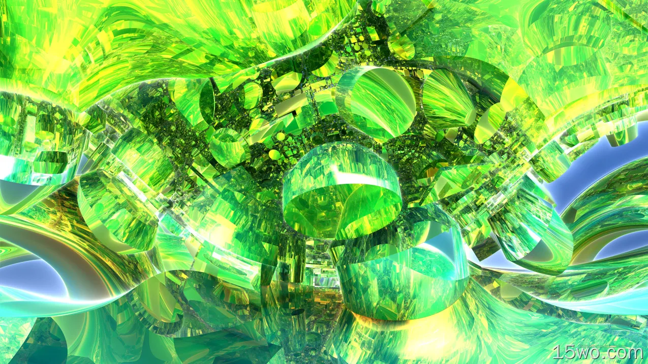 抽象 分形 3D 艺术 Mandelbulb 3D 绿色 Emerald CGI 数字艺术 几何 高清壁纸