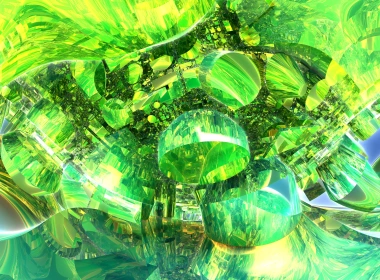 抽象 分形 3D 艺术 Mandelbulb 3D 绿色 Emerald CGI 数字艺术 几何 高清壁纸 3840x2160