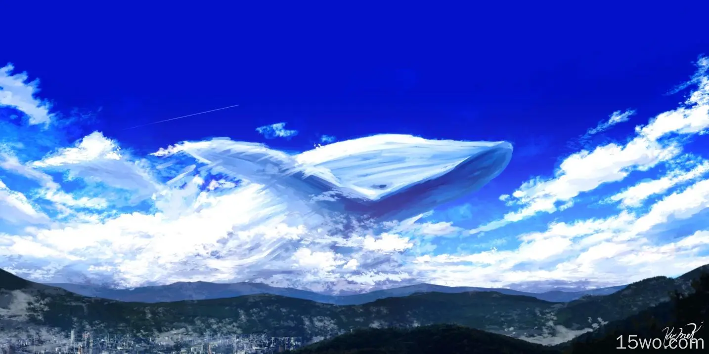 动漫 原创 天空 鲸 云 高清壁纸