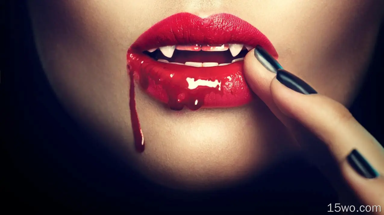 黑暗 吸血鬼 血 Lipstick 高清壁纸