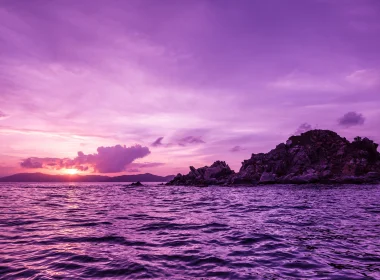 自然 岛屿 地球 Pelican Island 海洋 Sea 日落 紫色 高清壁纸 3840x2160