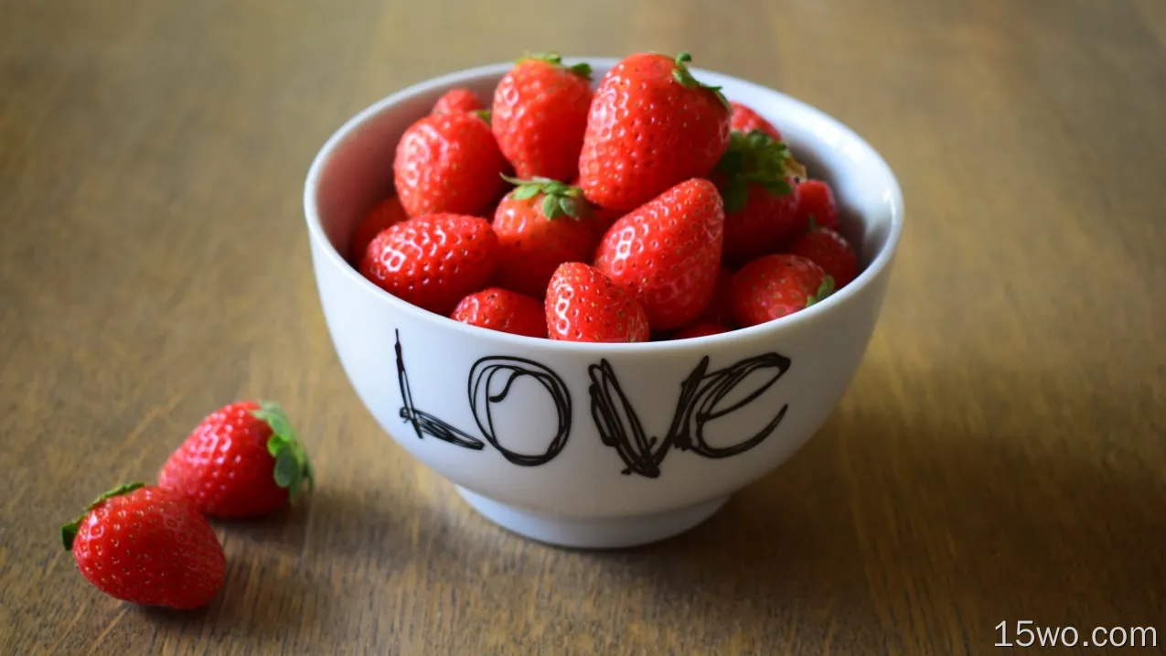草莓，碗，水果，爱