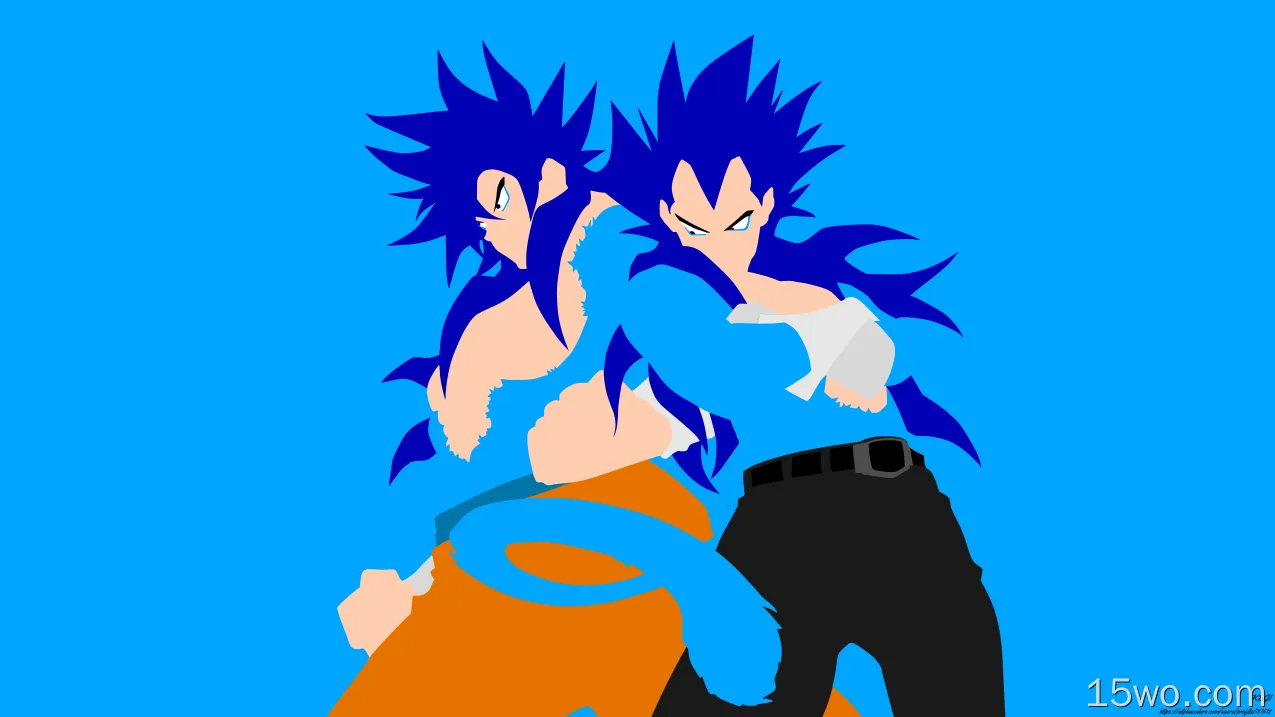 动漫 龙珠超 七龙珠 Goku Vegeta Super Saiyan Blue Blue Hair Boy Minimalist 高清壁纸
