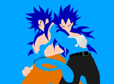 动漫 龙珠超 七龙珠 Goku Vegeta Super Saiyan Blue Blue Hair Boy Minimalist 高清壁纸 7680x4320