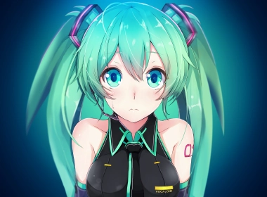 动漫 Vocaloid Green Hair Blue Eyes 女孩 Anime 高清壁纸 3840x2160