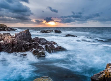 自然 海洋 地球 Sea 岩石 Horizon 日落 高清壁纸 3840x2160