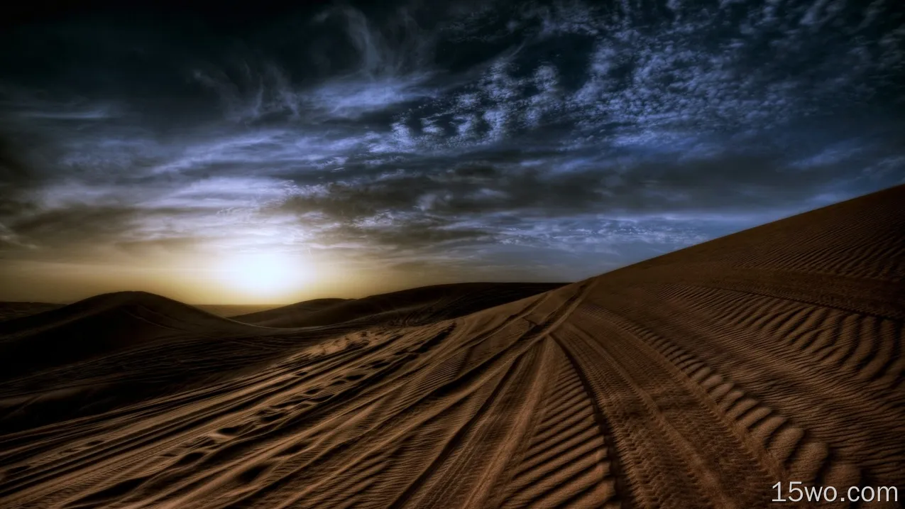 自然 沙漠 Sand 日落 Dune 天空 云 高清壁纸