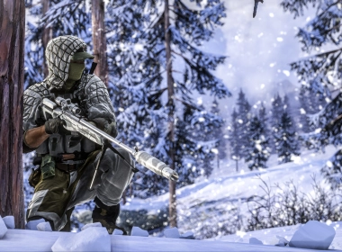 电子游戏 战地4 战地 军人 狙击手 冬季 森林 狙击步枪 高清壁纸 3840x2160