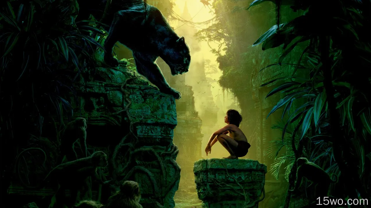 电影 奇幻森林 森林王子 Bagheera Mowgli 高清壁纸