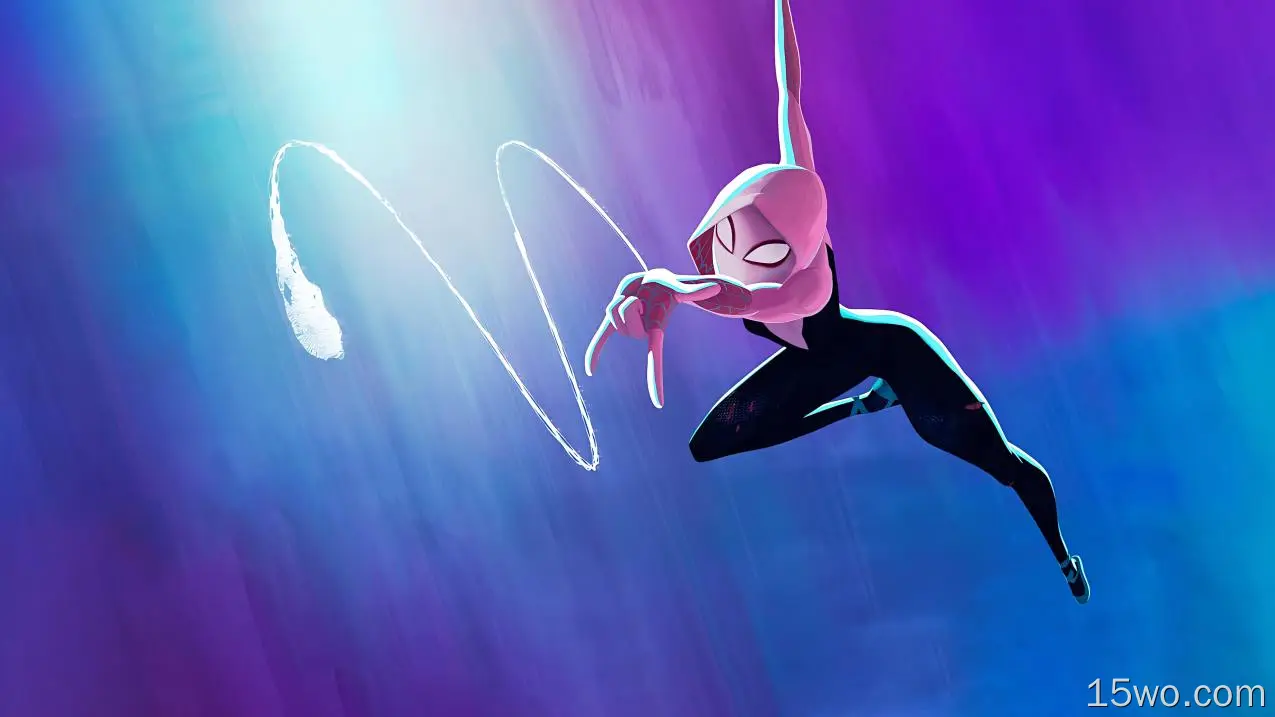 Spider Gwen,Spider-Man: Across the Spider-Verse,Spider-Man,minimalism,simple background,bodysuit