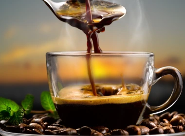 咖啡豆，杯子，热巧克力，芳香，匙子 3840x2160