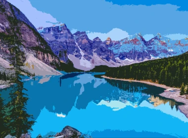 山，树，湖，水反射，艺术图片 3840x2160