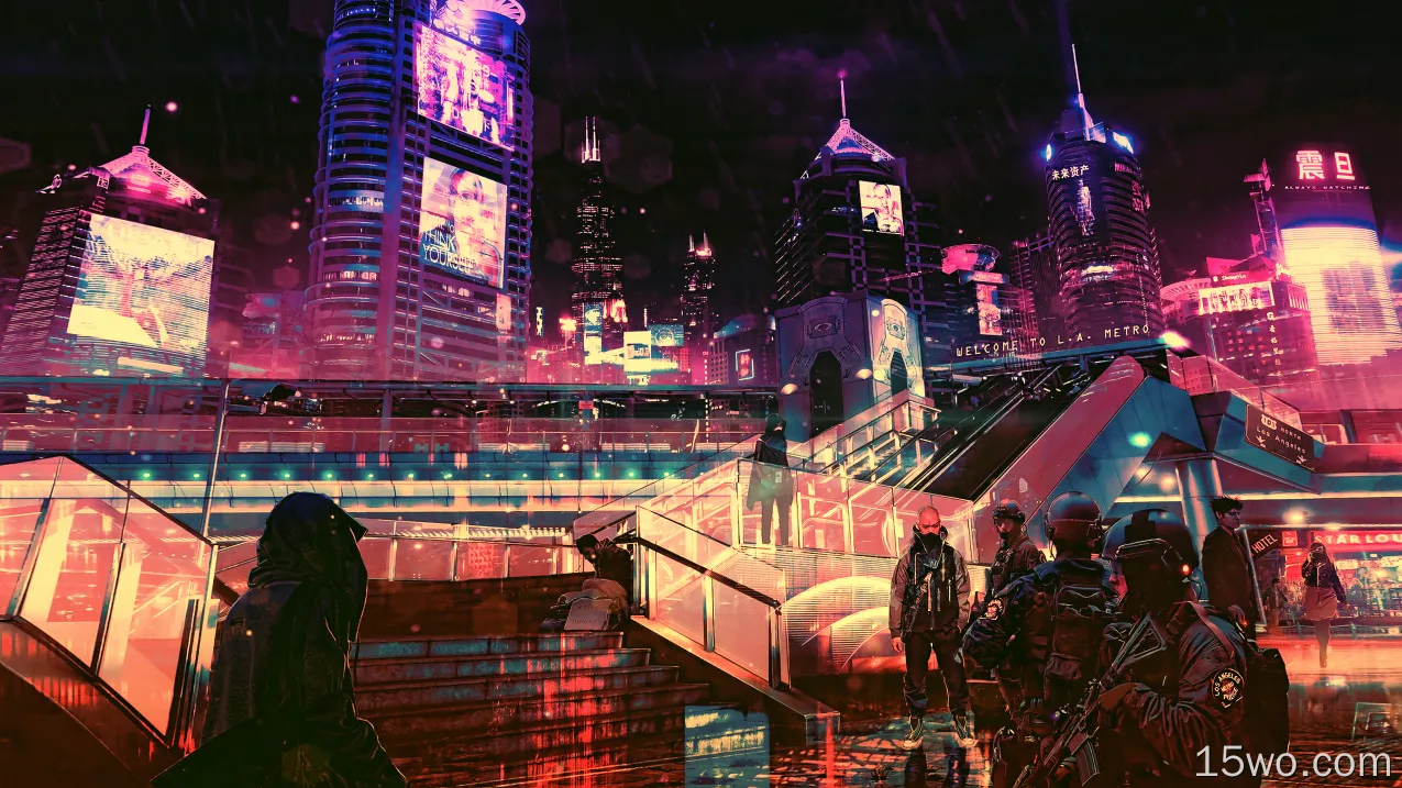 科幻 赛博朋克 Futuristic City 未来主义 Cyberpunk Cityscape 高清壁纸