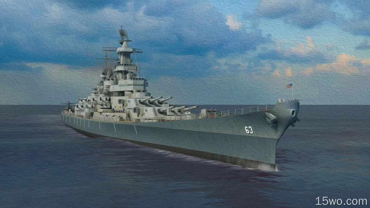 军事 USS Missouri (BB-63) 战舰 美国海军 艺术 Battleship 高清壁纸