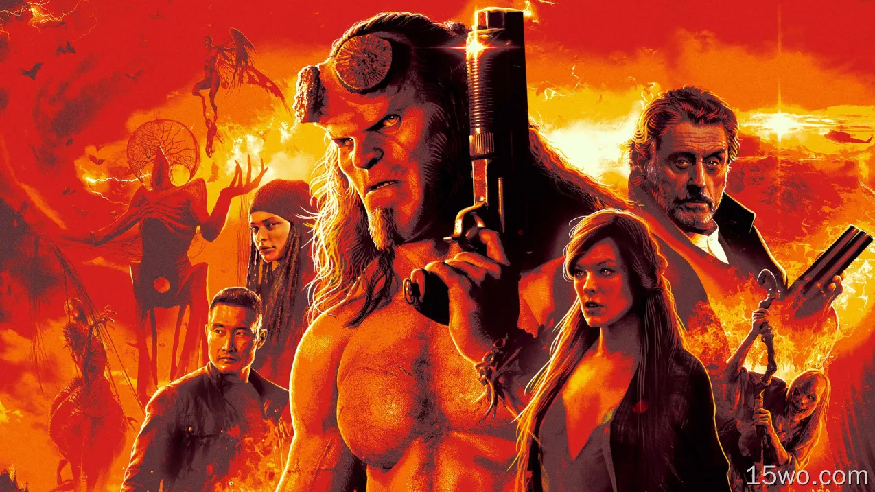 电影 Hellboy (2019) Hellboy 米拉·乔沃维奇 David Harbour Ian McShane 高清壁纸