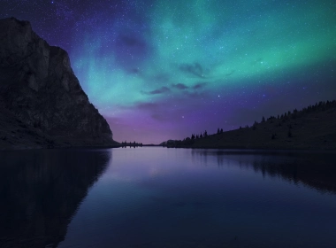 奥罗拉湖的夜晚 瑞士Bannalp湖 冰岛 极光 星空 4K壁纸 3840x2160