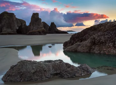 自然 日落 海滩 Colorful 海洋 岩石 高清壁纸 3840x2160