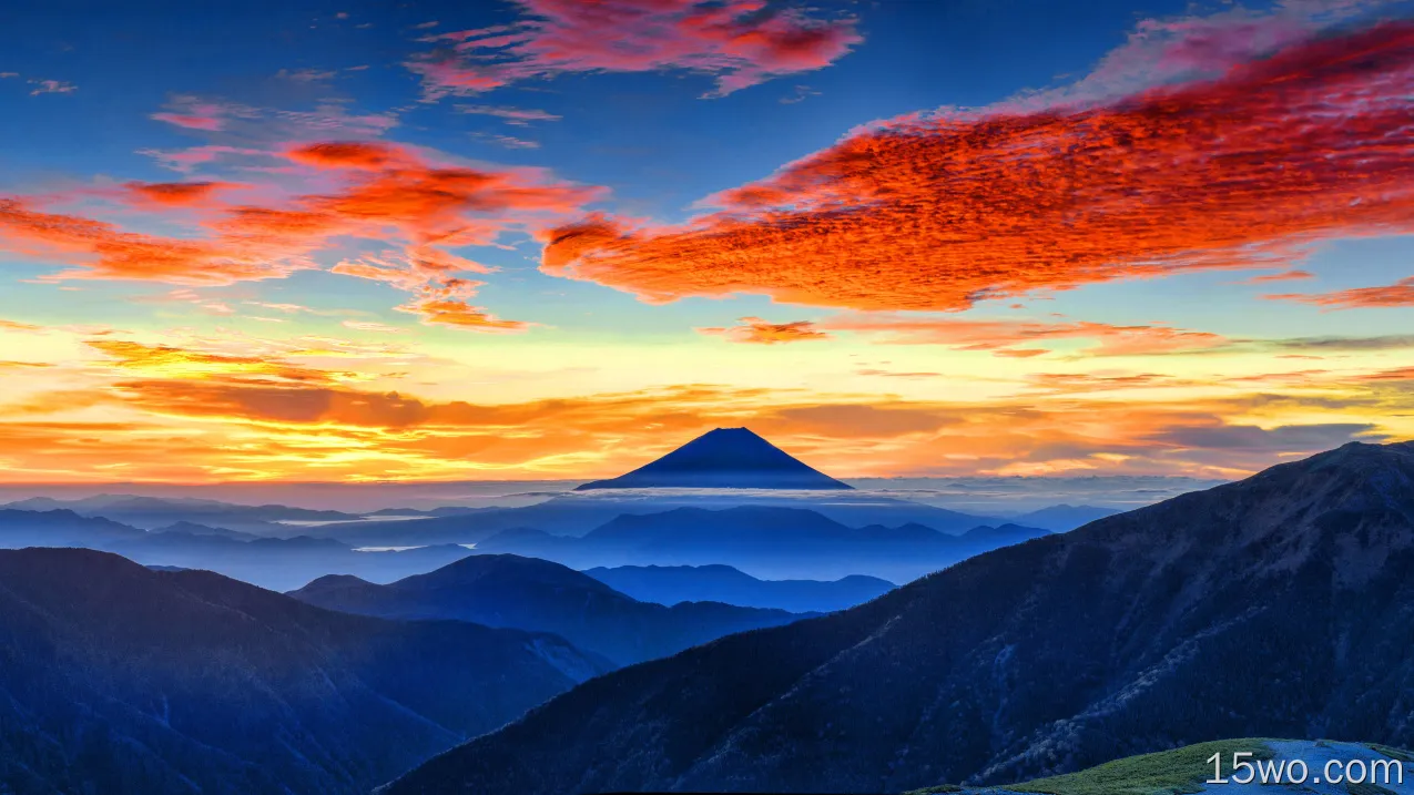 自然 富士山 火山 Horizon 山 日本 云 天空 高清壁纸