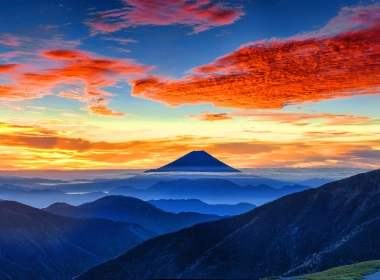 自然 富士山 火山 Horizon 山 日本 云 天空 高清壁纸 5120x2880