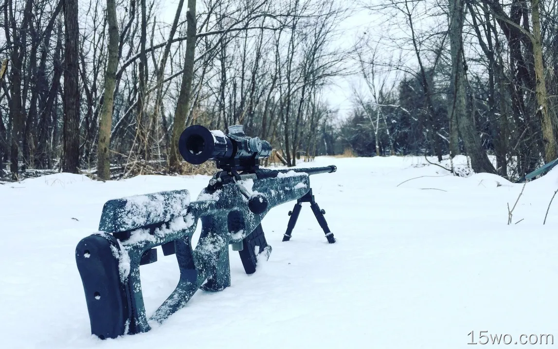 狙击步枪，雪，树，冬天