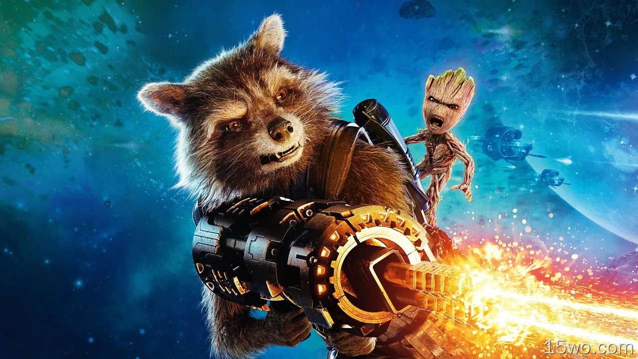 电影 银河护卫队2 Groot Rocket Raccoon 高清壁纸