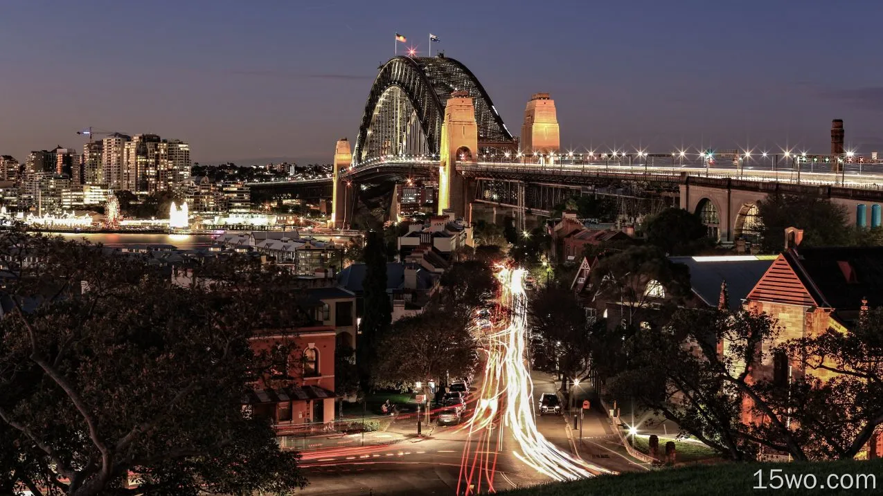 人造 悉尼海港大桥 桥 夜晚 高清壁纸