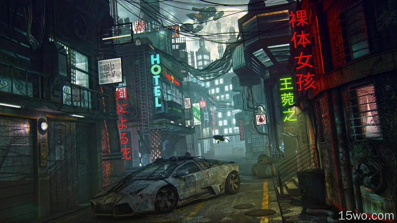 科幻 未来主义 日本 街道 汽车 高清壁纸