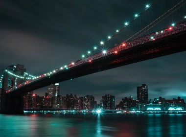 人造 布鲁克林大桥 桥 光 夜晚 高清壁纸 3840x2160