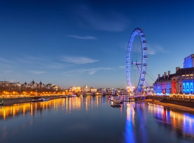 人造 London Eye 建筑 夜晚 河流 伦敦 高清壁纸 3840x2160