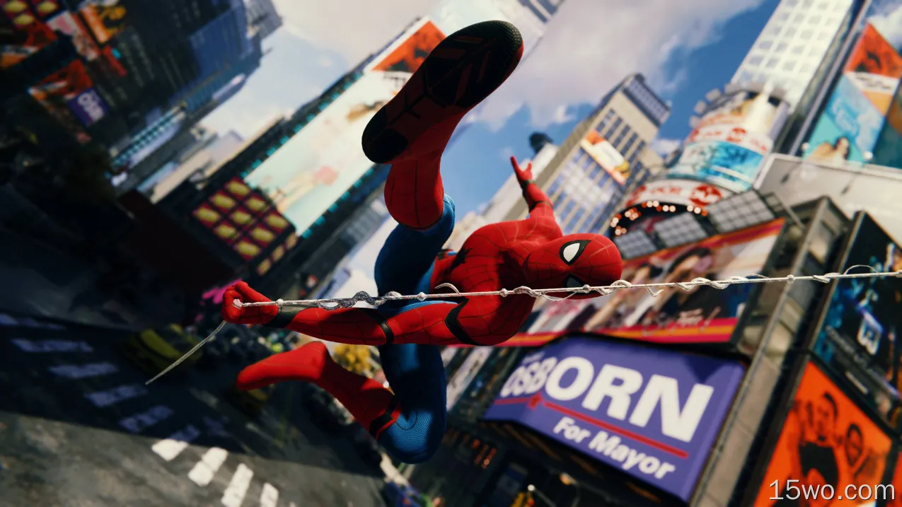 电子游戏 蜘蛛侠 Peter Parker 纽约 Times Square 城市 Superhero 漫威漫画 主機遊戲 高清壁纸