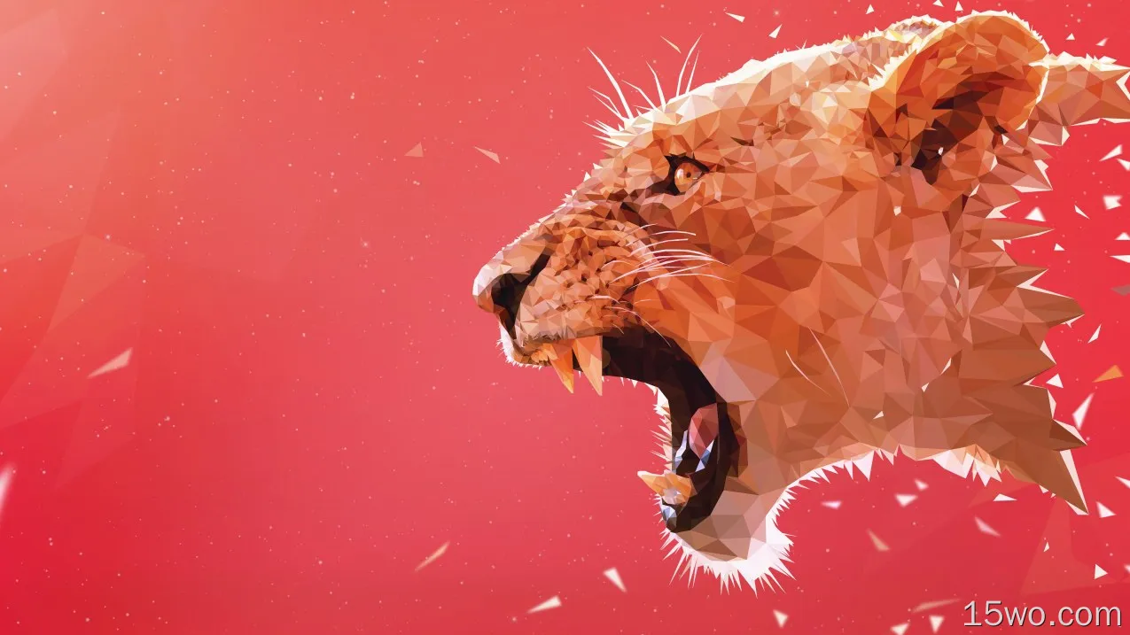 动物 艺术 琢面 狮子 高清壁纸