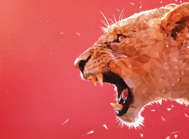 动物 艺术 琢面 狮子 高清壁纸 5120x2880