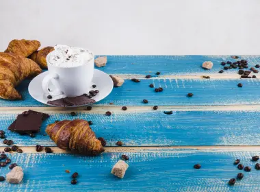 食物 早餐 咖啡 Cup 羊角面包 Coffee Beans 高清壁纸 4590x3060
