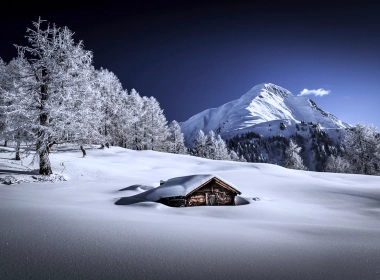 摄影 冬季 房屋 白色 Snow 山 大自然 风景 高清壁纸 3840x2160