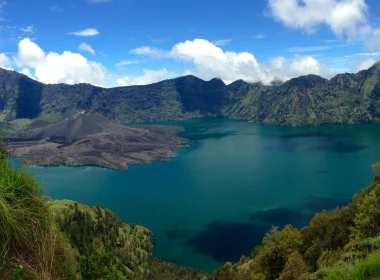 自然 火山 地球 湖泊 印度尼西亚 树 绿色 蓝色 高清壁纸 3840x2160