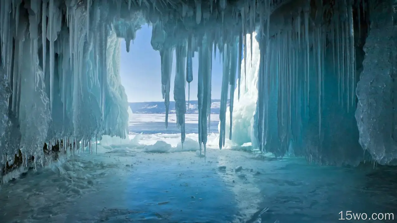 自然 冰 冬季 洞穴 地球 高清壁纸
