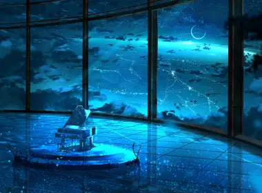 动漫 原创 夜晚 Starry Sky 钢琴 高清壁纸 4174x2352
