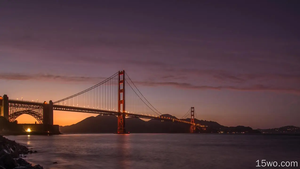 4K 风景 夕阳 落日 日落 旧金山 金门大桥