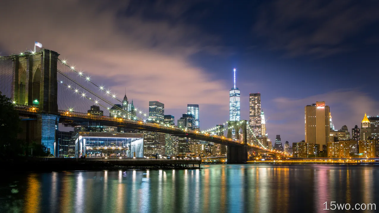 人造 纽约 城市 美国 布鲁克林大桥 桥 高清壁纸