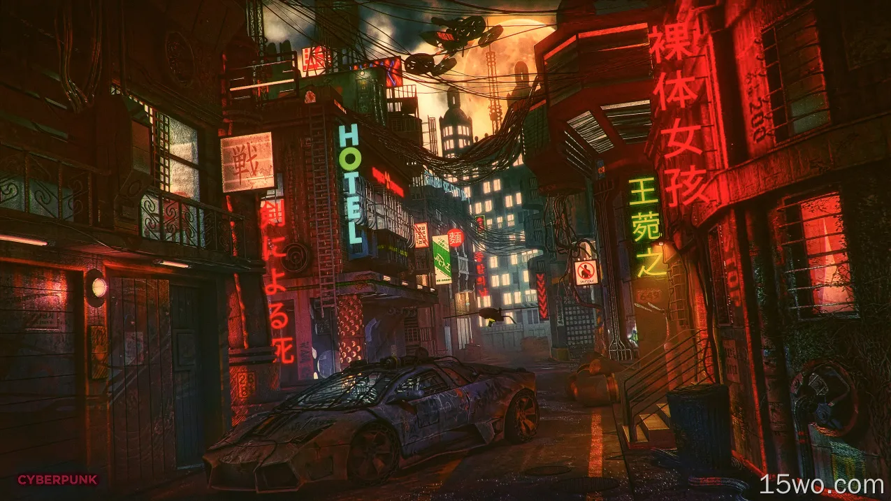 科幻 赛博朋克 夜晚 Futuristic City 未来主义 CGI 高清壁纸