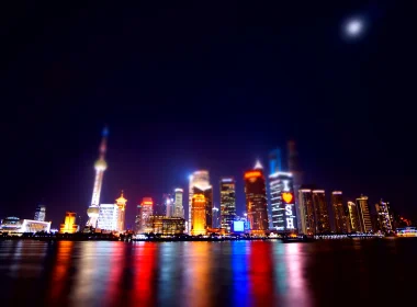 人造 上海 城市 中国 光 倒影 夜晚 高清壁纸 3840x2160