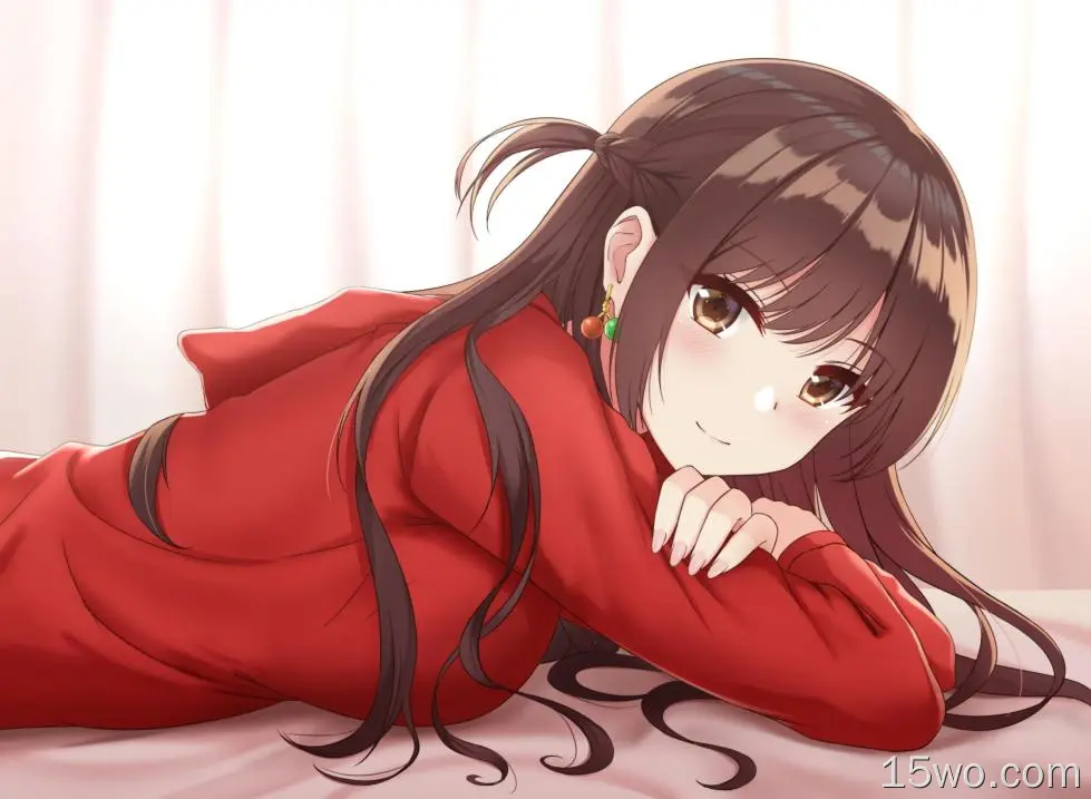 kanojo okarishimasu，mizuhara chizuru，躺着，漂亮的动漫女孩，毛衣